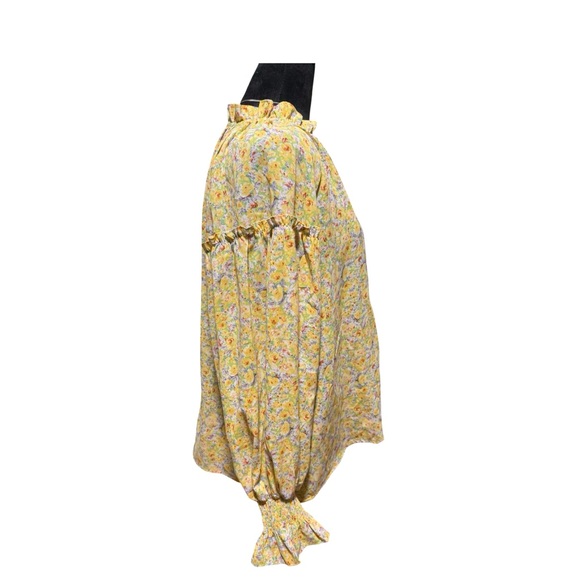 Entro Floral Patchwork Ruffle Blouse Long Sleeve Size M - Picture 2 of 6